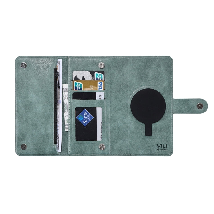 For iPhone 15 ViLi GV Series MagSafe Magnetic Zipper Leather Phone Case(Green) - free shipping - PMC Jewellery - Order now!