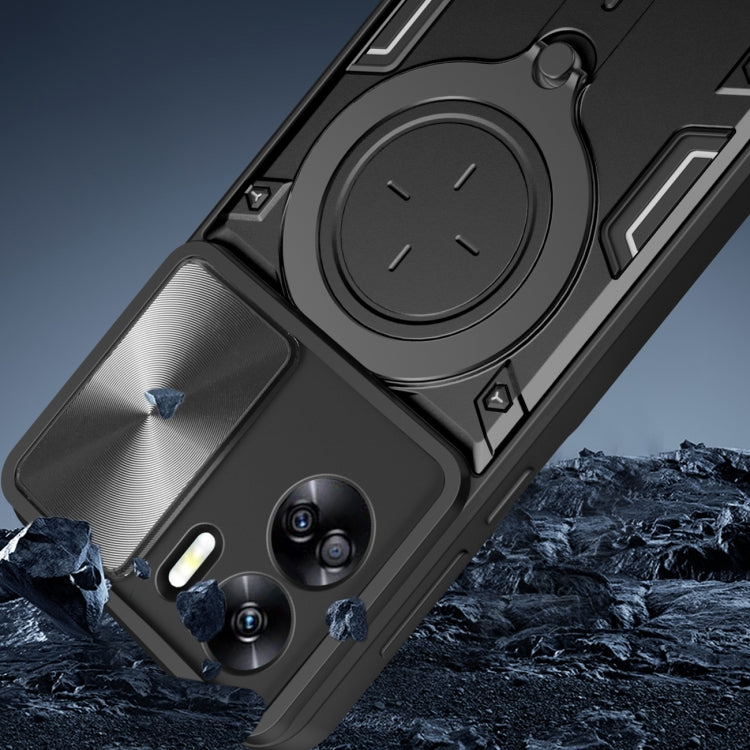For Honor 90 Lite 5G CD Texture Sliding Camshield Magnetic Holder Phone Case(Silver) - Honor Cases by PMC TechLife | Online Shopping South Africa | PMC TechLife