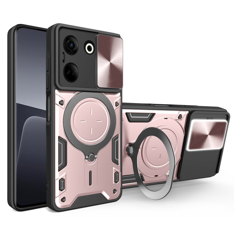 For Tecno Camon 20 4G / 20 Pro 4G CD Texture Sliding Camshield Magnetic Holder Phone Case(Pink) - Tecno Cases by PMC TechLife | Online Shopping South Africa | PMC TechLife | Buy Now Pay Later Mobicred