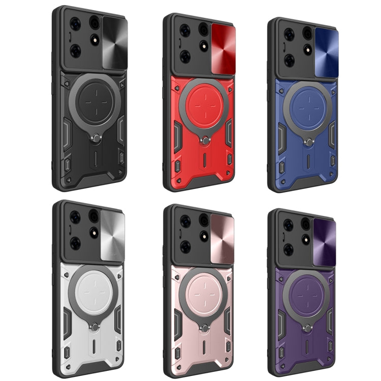 For Tecno Spark 10 Pro 4G CD Texture Sliding Camshield Magnetic Holder Phone Case(Purple) - Tecno Cases by PMC TechLife | Online Shopping South Africa | PMC TechLife | Buy Now Pay Later Mobicred