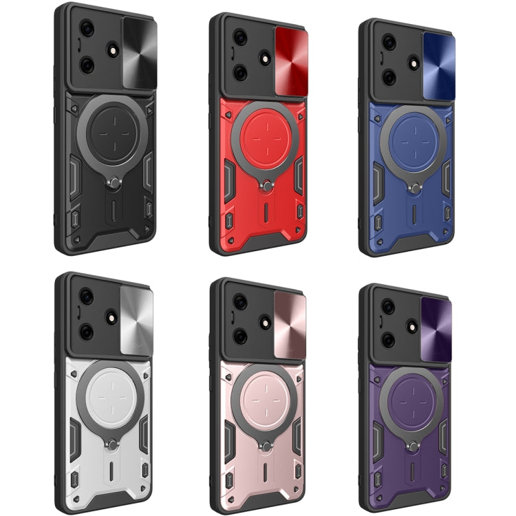 For Tecno Spark 10 / Spark 10C CD Texture Sliding Camshield Magnetic Holder Phone Case(Pink) - Tecno Cases by PMC TechLife | Online Shopping South Africa | PMC TechLife | Buy Now Pay Later Mobicred