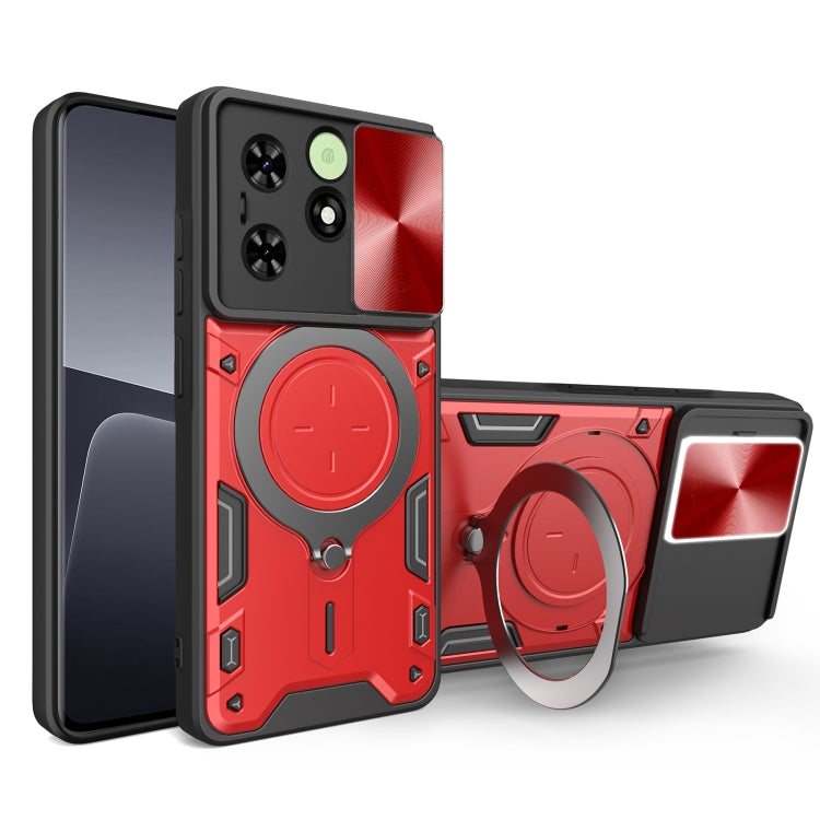 For Tecno Spark Go 2024/Spark 20 CD Texture Sliding Camshield Magnetic Holder Phone Case(Red) - Tecno Cases by PMC Jewellery | Online Shopping South Africa | PMC Jewellery | Buy Now Pay Later Mobicred