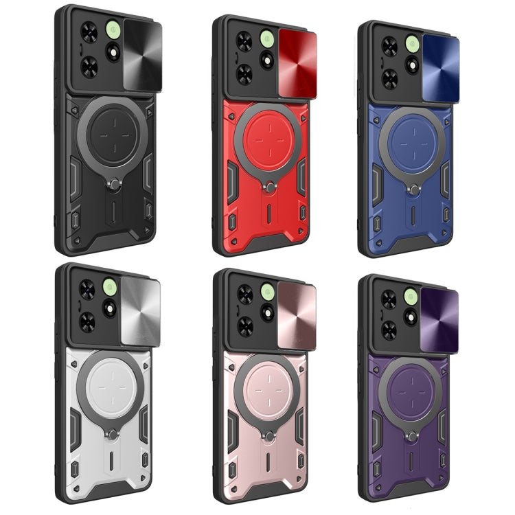 For Tecno Spark Go 2024/Spark 20 CD Texture Sliding Camshield Magnetic Holder Phone Case(Blue) - Tecno Cases by PMC TechLife | Online Shopping South Africa | PMC TechLife | Buy Now Pay Later Mobicred