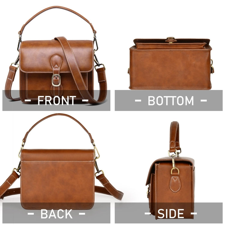 Cwatcun D80 Retro Leather Camera Shoulder Bag, Size:25.5 x 18.5 x 12.5cm Cow Leather Medium(Brown) - free shipping - PMC TechLife - Order now!