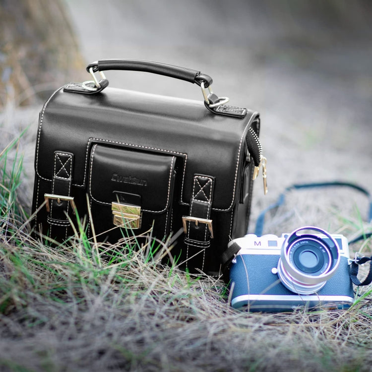Cwatcun D83 Vintage Small Camera Case Leather Camera Messenger Bag, Size:30 x 21.5 x 12.5cm(Black) - free shipping - PMC TechLife - Order now!
