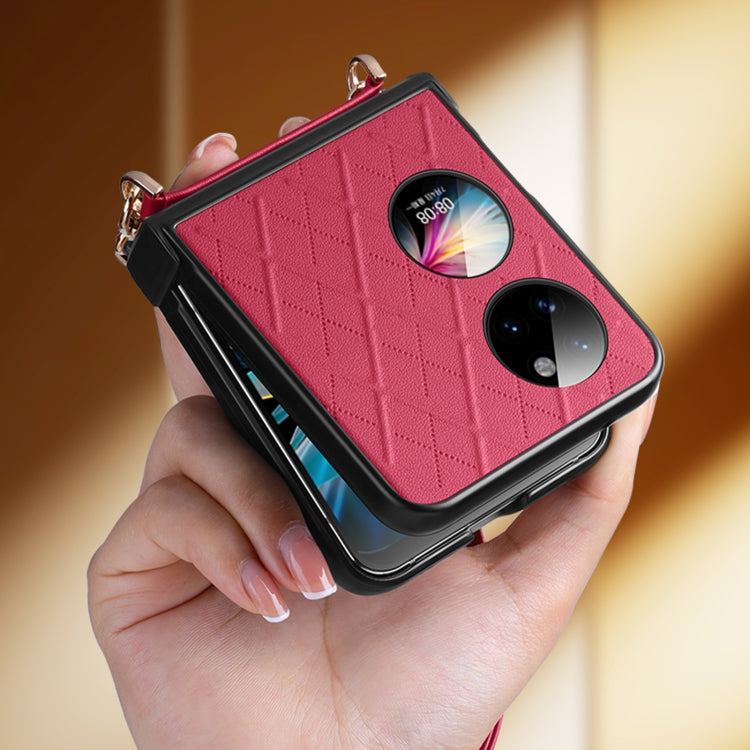 For Huawei P50 Pocket SULADA Elegant Rhombic Texture Folding Phone Case with Lanyard(Orange) - free shipping - PMC TechLife - Order now!