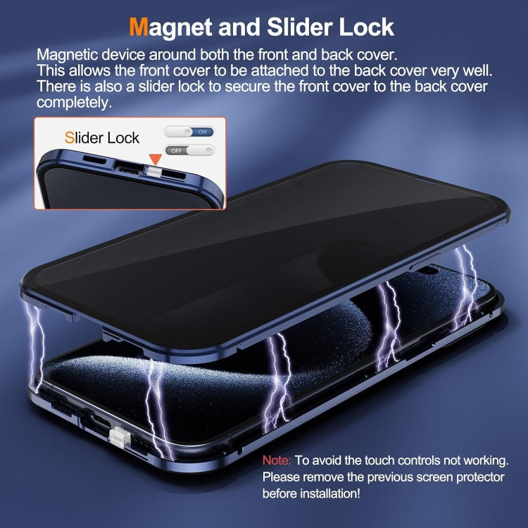 For iPhone 16 Pro Max Anti-peeping Magnetic Double-sided Tempered Glass Phone Case(Grey) - free shipping - PMC Jewellery - Order now!