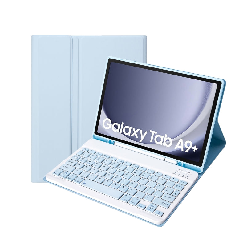 For Samsung Galaxy Tab A9+ X210/X215/X215 A09B Candy Color TPU Bluetooth Keyboard Leather Tablet Case with Pen Holder(Ice Blue) - Samsung Keyboard by PMC Jewellery | Online Shopping South Africa | PMC Jewellery