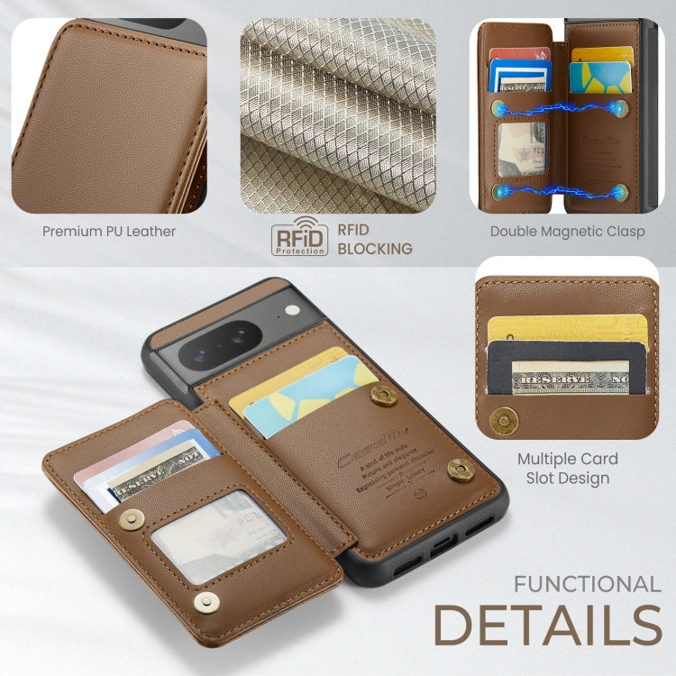 For Google Pixel 8 CaseMe C22 Card Slots Holder RFID Anti-theft Phone Case(Brown) - Google Cases by CaseMe | Online Shopping South Africa | PMC Jewellery | Buy Now Pay Later Mobicred