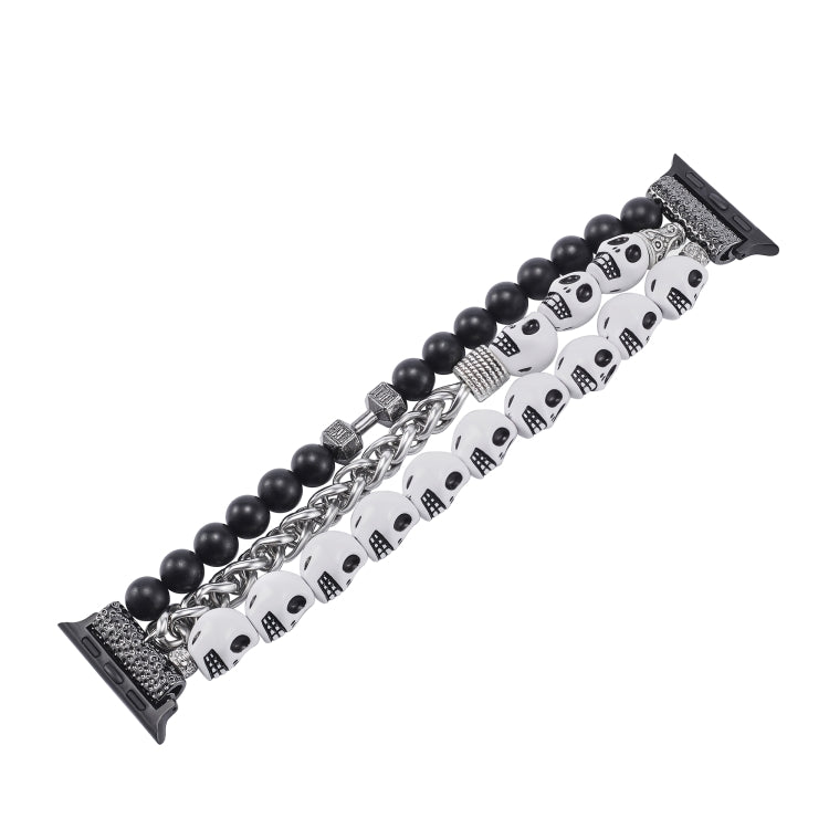 For Apple Watch SE 40mm Skull Beaded Watch Band(White) - free shipping - PMC TechLife - Order now!