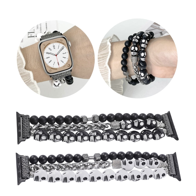 For Apple Watch Series 4 44mm Skull Beaded Watch Band(Black) - Watch Bands by PMC TechLife | Online Shopping South Africa | PMC TechLife