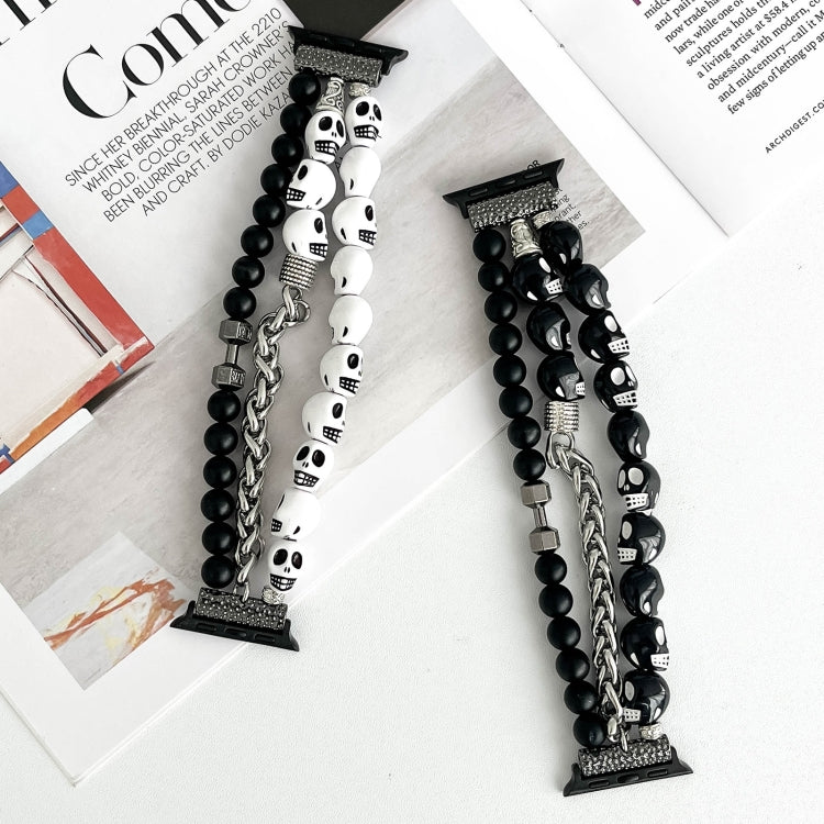 For Apple Watch 38mm Skull Beaded Watch Band(White) - Watch Bands by PMC TechLife | Online Shopping South Africa | PMC TechLife