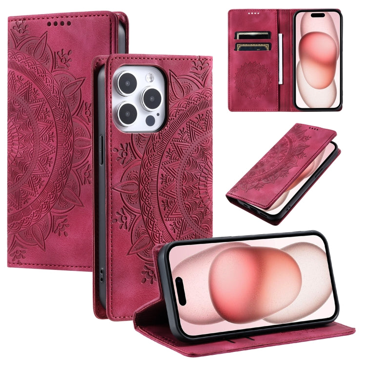 For iPhone 16 Pro Max Totem Embossed Magnetic Leather Phone Case(Red) - iPhone 16 Pro Max Cases by PMC TechLife | Online Shopping South Africa | PMC TechLife | Buy Now Pay Later Mobicred