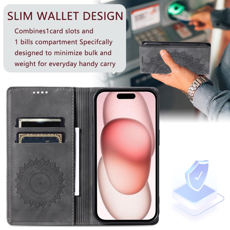 For iPhone 16 Totem Embossed Magnetic Leather Phone Case(Grey) - iPhone 16 Cases by PMC TechLife | Online Shopping South Africa | PMC TechLife | Buy Now Pay Later Mobicred