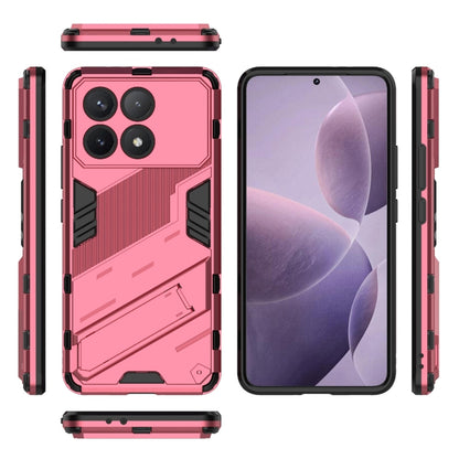 For Xiaomi Redmi K70 5G Punk Armor 2 in 1 PC + TPU Phone Case with Holder(Light Red) - K70 Cases by PMC Jewellery | Online Shopping South Africa | PMC Jewellery | Buy Now Pay Later Mobicred