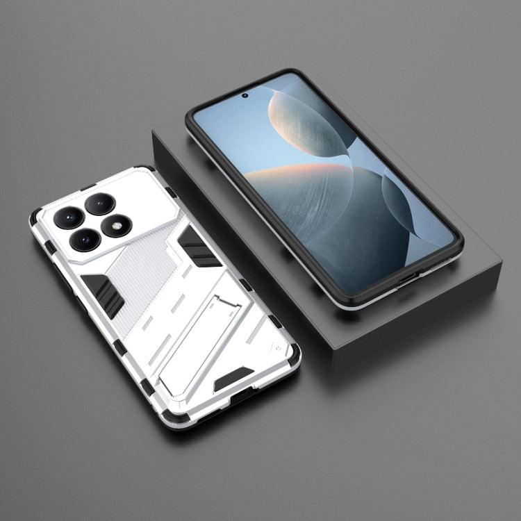 For Xiaomi Redmi K70E 5G Punk Armor 2 in 1 PC + TPU Phone Case with Holder(White) - K70E Cases by PMC TechLife | Online Shopping South Africa | PMC TechLife | Buy Now Pay Later Mobicred