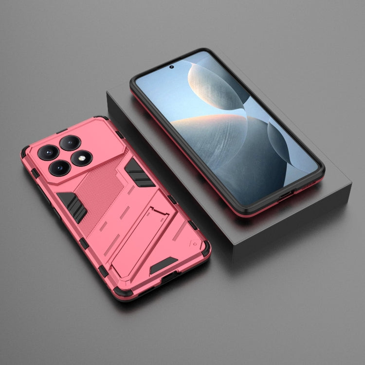 For Xiaomi Redmi K70E 5G Punk Armor 2 in 1 PC + TPU Phone Case with Holder(Light Red) - K70E Cases by PMC Jewellery | Online Shopping South Africa | PMC Jewellery | Buy Now Pay Later Mobicred