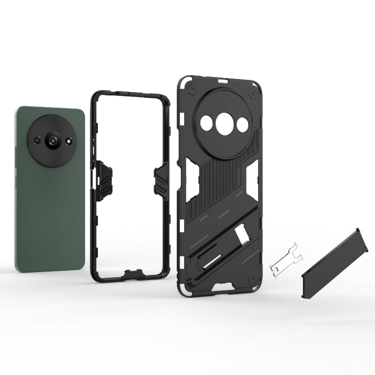 For Xiaomi Redmi A3 4G Global Punk Armor 2 in 1 PC + TPU Phone Case with Holder(Black) - Xiaomi Cases by PMC Jewellery | Online Shopping South Africa | PMC Jewellery | Buy Now Pay Later Mobicred