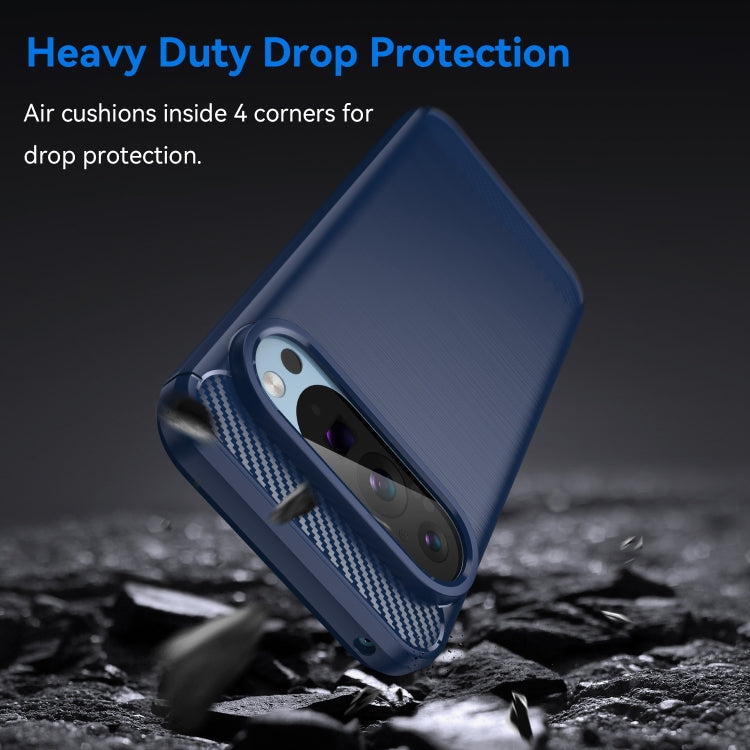 For Google Pixel 9 Carbon Fiber Brushed Texture TPU Phone Case(Blue) - Google Cases by PMC TechLife | Online Shopping South Africa | PMC TechLife | Buy Now Pay Later Mobicred