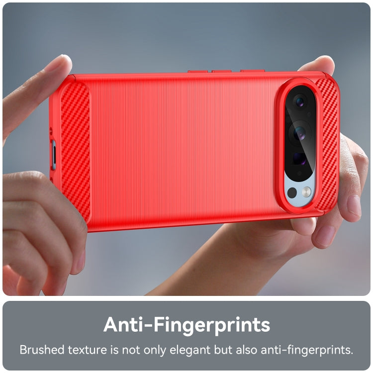 For Google Pixel 9 Carbon Fiber Brushed Texture TPU Phone Case(Red) - Google Cases by PMC TechLife | Online Shopping South Africa | PMC TechLife | Buy Now Pay Later Mobicred