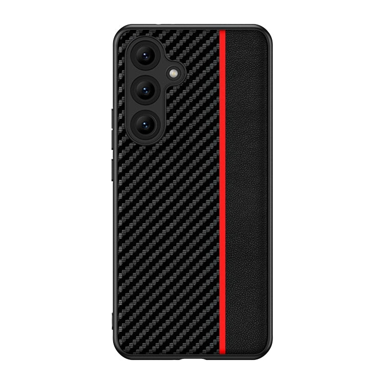 For Samsung Galaxy S25 5G Ultra-thin Carbon Fiber Texture Splicing Phone Case(Red) - Galaxy S25 5G Cases by PMC Jewellery | Online Shopping South Africa | PMC Jewellery | Buy Now Pay Later Mobicred