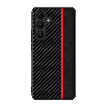 For Samsung Galaxy S25 5G Ultra-thin Carbon Fiber Texture Splicing Phone Case(Red) - Galaxy S25 5G Cases by PMC Jewellery | Online Shopping South Africa | PMC Jewellery | Buy Now Pay Later Mobicred