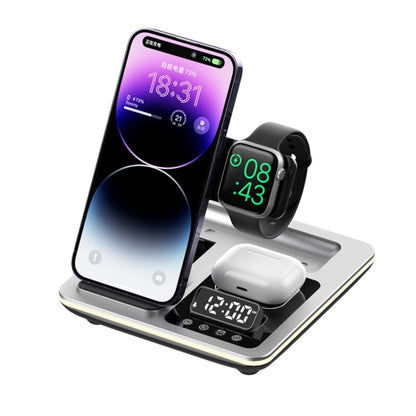 A93 15W 5 in 1 Multifunctional Foldable Wireless Charger Desktop Phone Stand(Silver) - Wireless Charger by PMC Jewellery | Online Shopping South Africa | PMC Jewellery | Buy Now Pay Later Mobicred