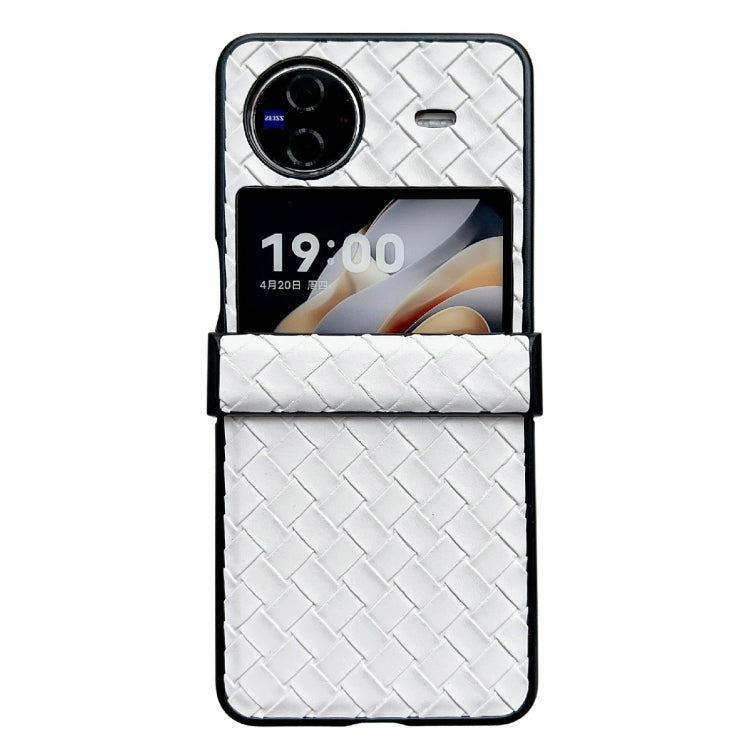 For vivo X Flip Three-piece Set Woven Texture Folding PU Phone Case(White) - vivo Cases by PMC TechLife | Online Shopping South Africa | PMC TechLife