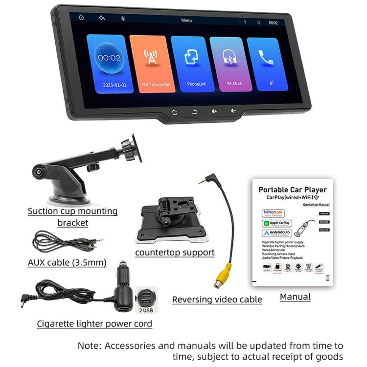 B5314 9.38 inch Portable Car MP5 Player Support CarPlay / Android Auto(Black) - Car MP3 & MP4 & MP5 by PMC Jewellery | Online Shopping South Africa | PMC Jewellery | Buy Now Pay Later Mobicred