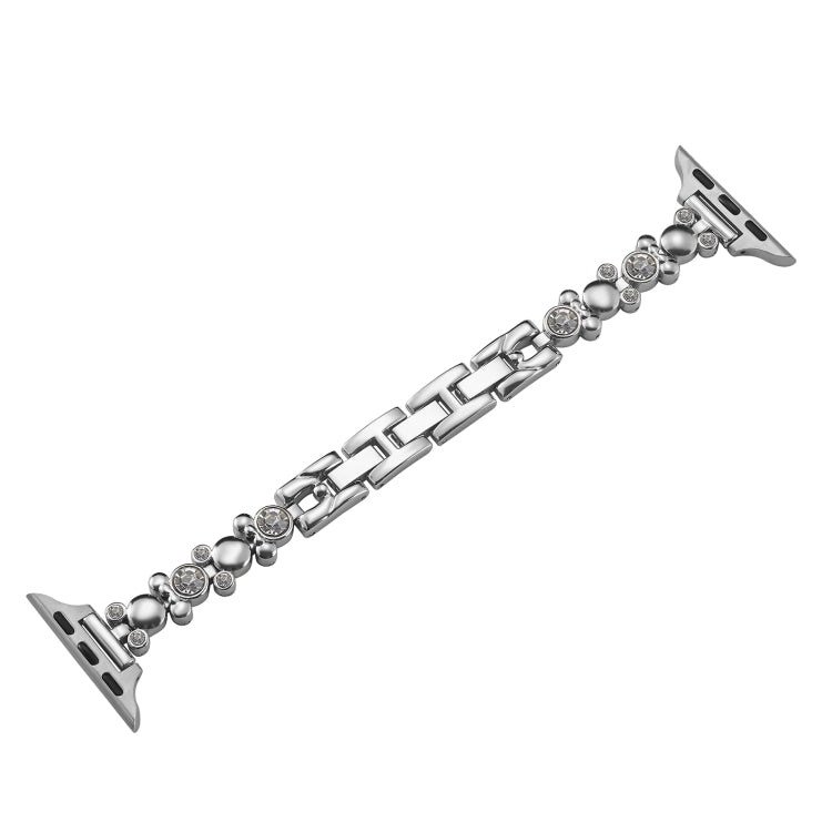 For Apple Watch Series 2 38mm Metal Diamond Bear Chain Watch Band(Silver) - free shipping - PMC TechLife - Order now!