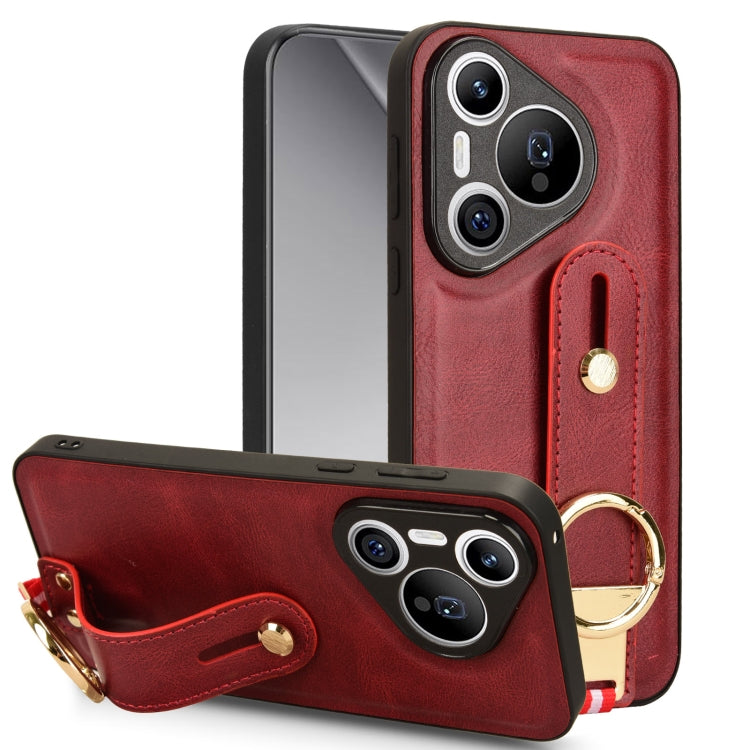 For Huawei Pura 70 5G Wristband Leather Back Phone Case(Red) - Huawei Cases by PMC Jewellery | Online Shopping South Africa | PMC Jewellery | Buy Now Pay Later Mobicred