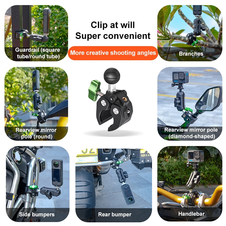 RUIGPRO Crab Clamp Action Camera Bracket Dual-Head Crab x 2 with Selfie Stick - Holder by RUIGPRO | Online Shopping South Africa | PMC TechLife | Buy Now Pay Later Mobicred