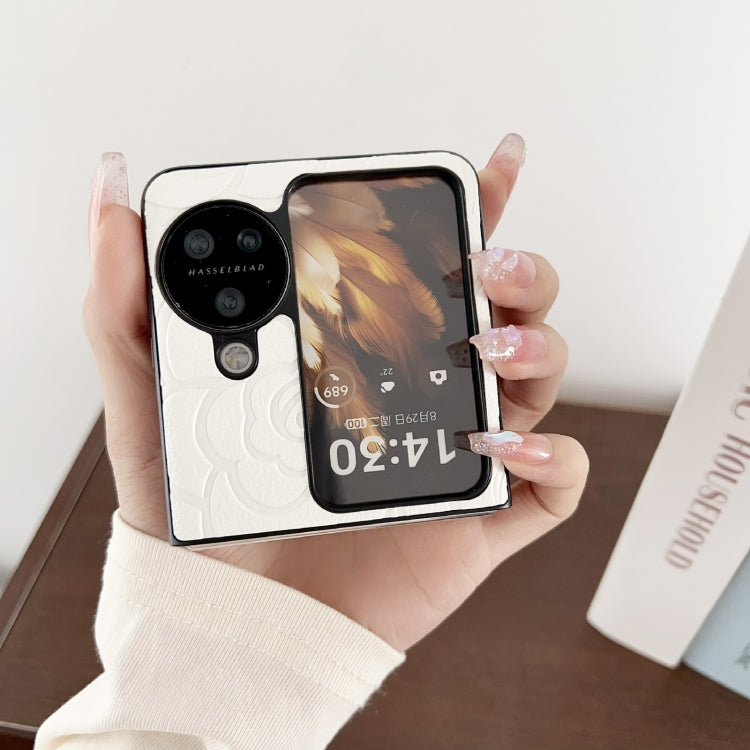For OPPO Find N2 Flip Impression Flower Pattern Protective Phone Case(Brown) - free shipping - PMC TechLife - Order now!