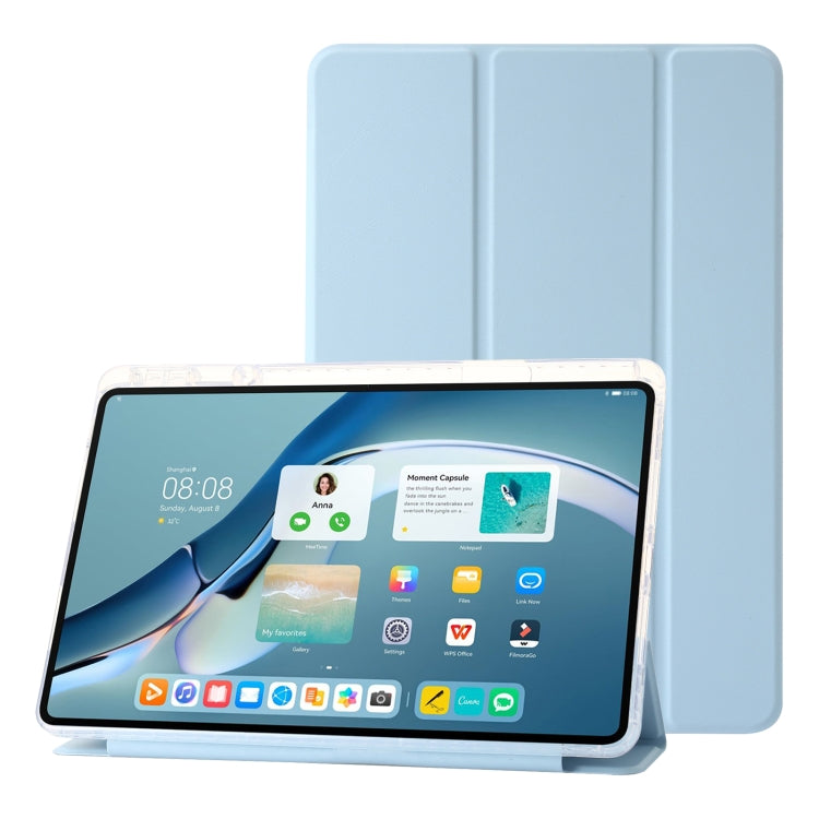 For Huawei MatePad Pro 13.2 2023 Clear Acrylic 3-Fold Leather Tablet Case(Ice Blue) - Huawei by PMC TechLife | Online Shopping South Africa | PMC TechLife | Buy Now Pay Later Mobicred