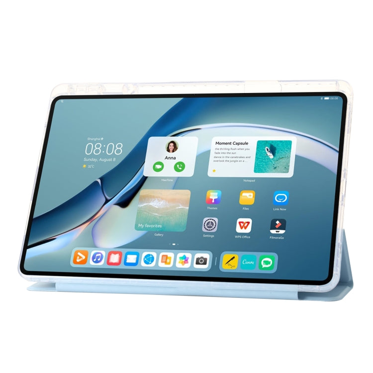 For Huawei MatePad Pro 13.2 2023 Clear Acrylic 3-Fold Leather Tablet Case(Ice Blue) - Huawei by PMC TechLife | Online Shopping South Africa | PMC TechLife | Buy Now Pay Later Mobicred