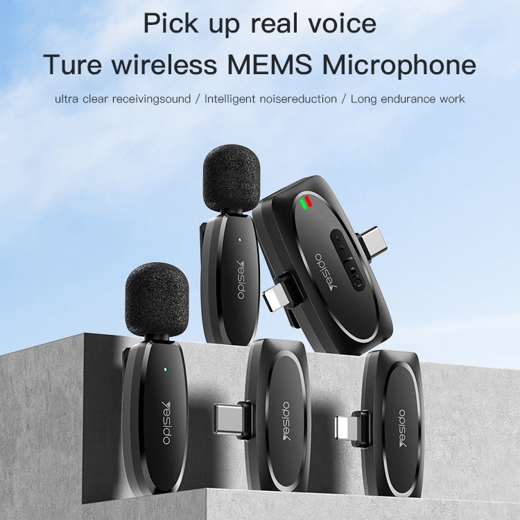 YESIDO KR12 Low-latency Wireless Lavalier Microphone with 8 Pin Receiver(Black) - Microphone by Yesido | Online Shopping South Africa | PMC TechLife | Buy Now Pay Later Mobicred