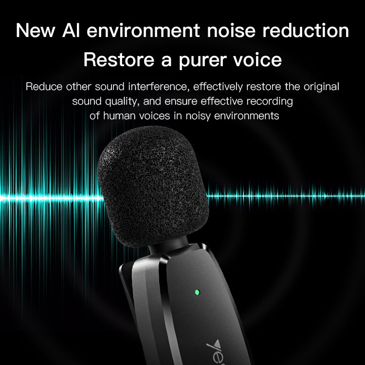YESIDO KR12 Low-latency Wireless Lavalier Microphone with 8 Pin Receiver(Black) - Microphone by Yesido | Online Shopping South Africa | PMC TechLife | Buy Now Pay Later Mobicred