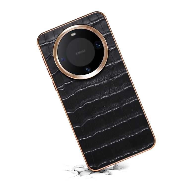 For Huawei Mate 60 Pro / Pro+ Denior Crocodile Texture Genuine Leather Electroplating Phone Case(Black) - free shipping - PMC TechLife - Order now!