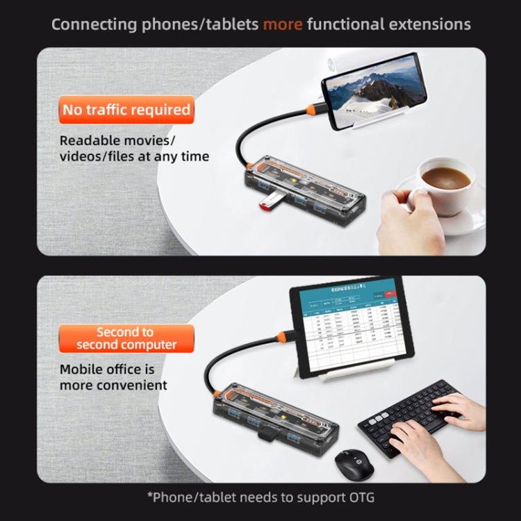 SW4U-C 5 in 1 Type-C to Type-C + 4 x USB3.0 HUB Docking Station(Grey) - USB HUB by PMC Jewellery | Online Shopping South Africa | PMC Jewellery | Buy Now Pay Later Mobicred