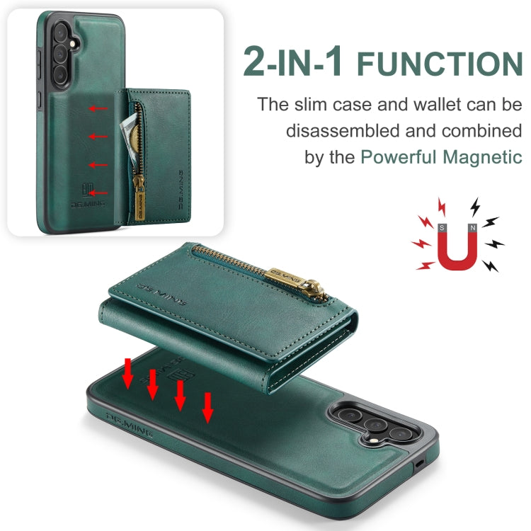 For Samsung Galaxy S24 FE 5G DG.MING M5 Series Zip RFID Multi Card Detachable Leather Phone Case(Green) - Galaxy S24 FE 5G Cases by DG.MING | Online Shopping South Africa | PMC Jewellery | Buy Now Pay Later Mobicred