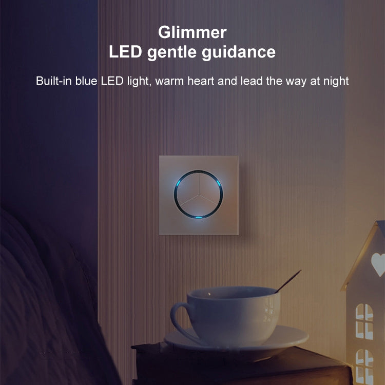 86mm Round LED Tempered Glass Switch Panel, Gray Round Glass, Style:Four Billing Control -  by PMC Jewellery | Online Shopping South Africa | PMC Jewellery | Buy Now Pay Later Mobicred