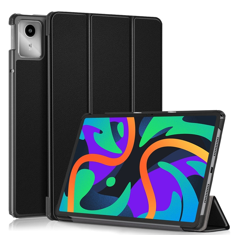 For Lenovo Tab M11/ Xiaoxin Pad 11 2024 Custer Texture 3-Fold Holder Leather Smart Tablet Case(Black) - Lenovo by PMC Jewellery | Online Shopping South Africa | PMC Jewellery | Buy Now Pay Later Mobicred
