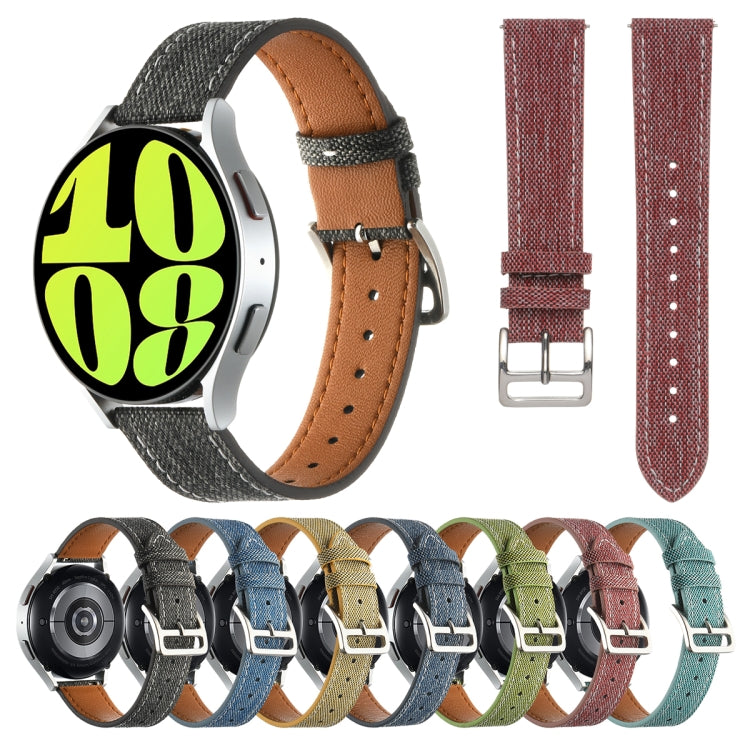 20mm Universal Denim Leather Buckle Watch Band(Red) - free shipping - PMc TechLife - Order now!