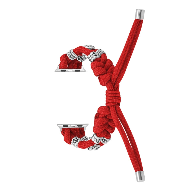 For Apple Watch Ultra 49mm Chrysanthemum Beads Paracord Braided Watch Band(Red) - Watch Bands by PMC Jewellery | Online Shopping South Africa | PMC Jewellery | Buy Now Pay Later Mobicred