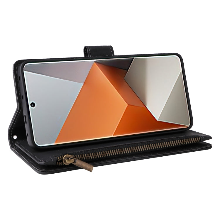 For Xiaomi Redmi Note 13 Pro+ Multifunctional Frosted Zipper Wallet Leather Phone Case(Black) - Note 13 Pro+ Cases by PMC TechLife | Online Shopping South Africa | PMC TechLife | Buy Now Pay Later Mobicred