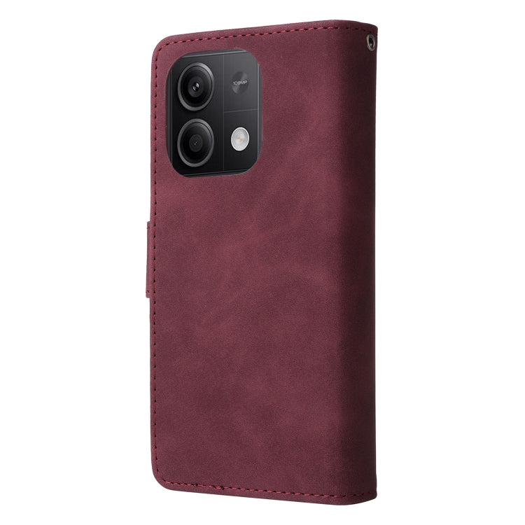 For Xiaomi Redmi Note 13 5G Multifunctional Frosted Zipper Wallet Leather Phone Case(Wine Red) - Note 13 Cases by PMC Jewellery | Online Shopping South Africa | PMC Jewellery | Buy Now Pay Later Mobicred