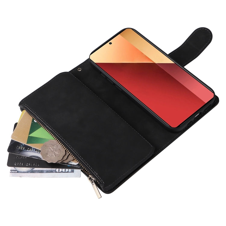For Xiaomi Redmi Note 13 Pro 4G Multifunctional Frosted Zipper Wallet Leather Phone Case(Black) - Note 13 Pro Cases by PMC TechLife | Online Shopping South Africa | PMC TechLife | Buy Now Pay Later Mobicred