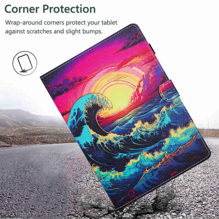 For 10 inch Painted Pattern Stitching Leather Tablet Case(Waves) - 10 - 11 inch by PMC TechLife | Online Shopping South Africa | PMC TechLife | Buy Now Pay Later Mobicred