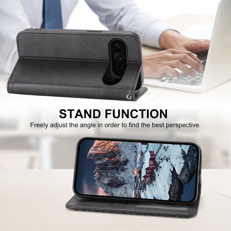 For Google Pixel 9 Pro Cubic Grid Calf Texture Magnetic Leather Phone Case(Black) - Google Cases by PMC TechLife | Online Shopping South Africa | PMC TechLife | Buy Now Pay Later Mobicred