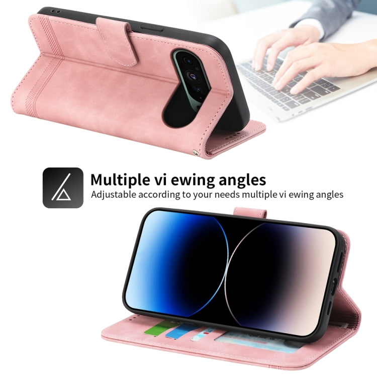 For Google Pixel 9 Dierfeng Dream Line TPU + PU Leather Phone Case(Pink) - Google Cases by PMC TechLife | Online Shopping South Africa | PMC TechLife | Buy Now Pay Later Mobicred